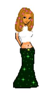 doll with dark blonde sparkly hair, a demure smile, a white t shirt, and a black sparkly maxi skirt. cunty minimalist queen. it's me!